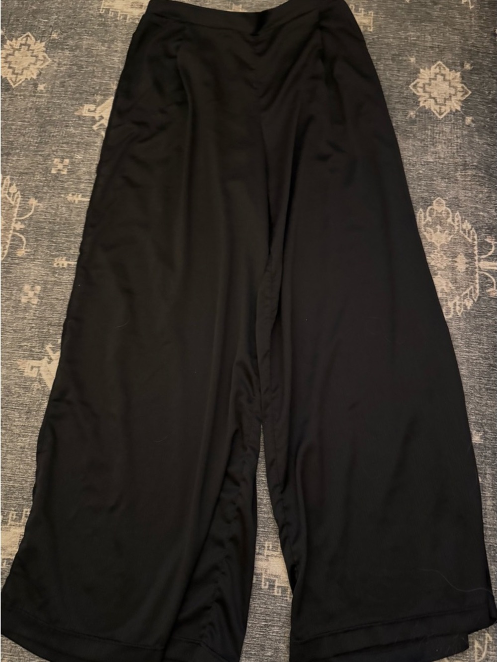Sofia Vergara Wide Leg Satin Black Women's Pants - Classic Pull-On Style